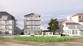 städtebauliche Visualisierung Niendorf/Ostsee: Einfügung der Rekonstruktion einer Strand-Villa